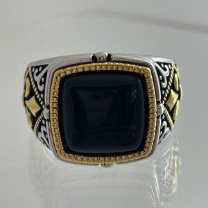 Men’s Silver and Gold tone Fleur Di Lis 
Rhodium plated Ring size 10